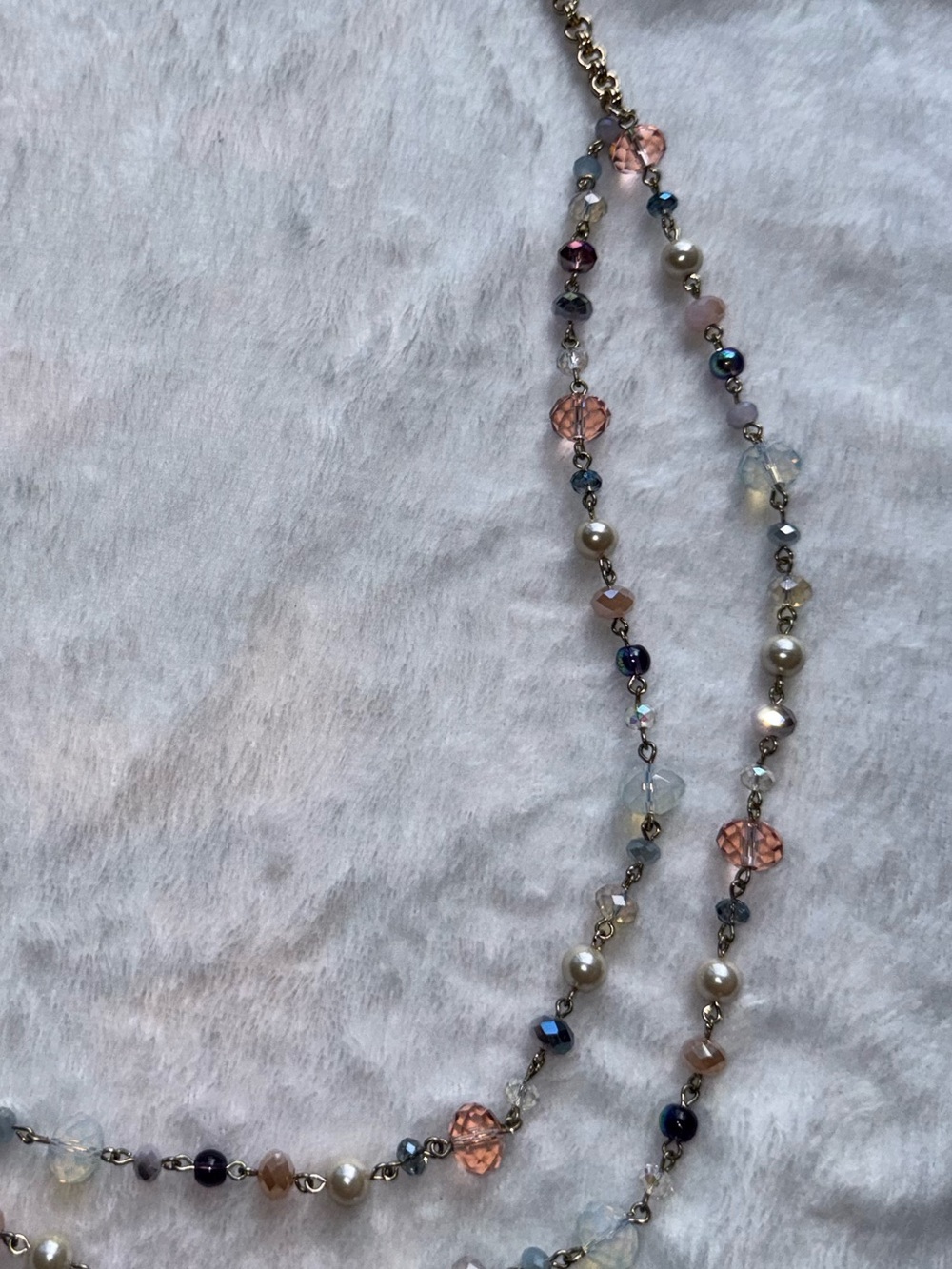 TALBOTS Faux pearl & Glass bead multi strand necklace pastels - Picture 8 of 11